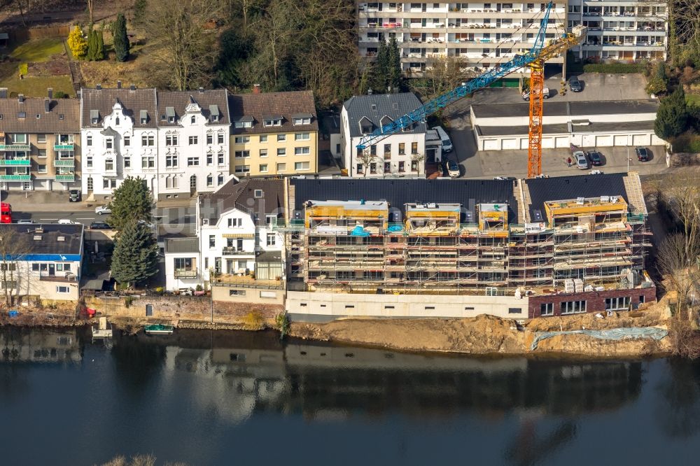 Luftaufnahme Mülheim an der Ruhr - Baustelle zum Neubau einer Mehrfamilienhaus-Wohnanlage der Ten Brinke Group B.V. am Kassenberg in Mülheim an der Ruhr im Bundesland Nordrhein-Westfalen, Deutschland