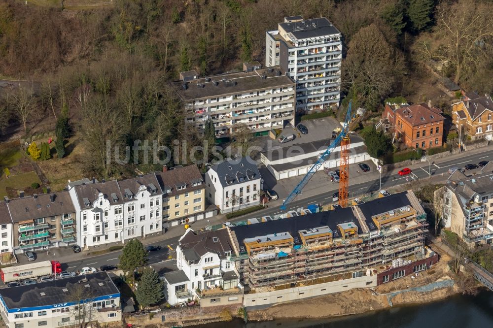 Mülheim an der Ruhr aus der Vogelperspektive: Baustelle zum Neubau einer Mehrfamilienhaus-Wohnanlage der Ten Brinke Group B.V. am Kassenberg in Mülheim an der Ruhr im Bundesland Nordrhein-Westfalen, Deutschland