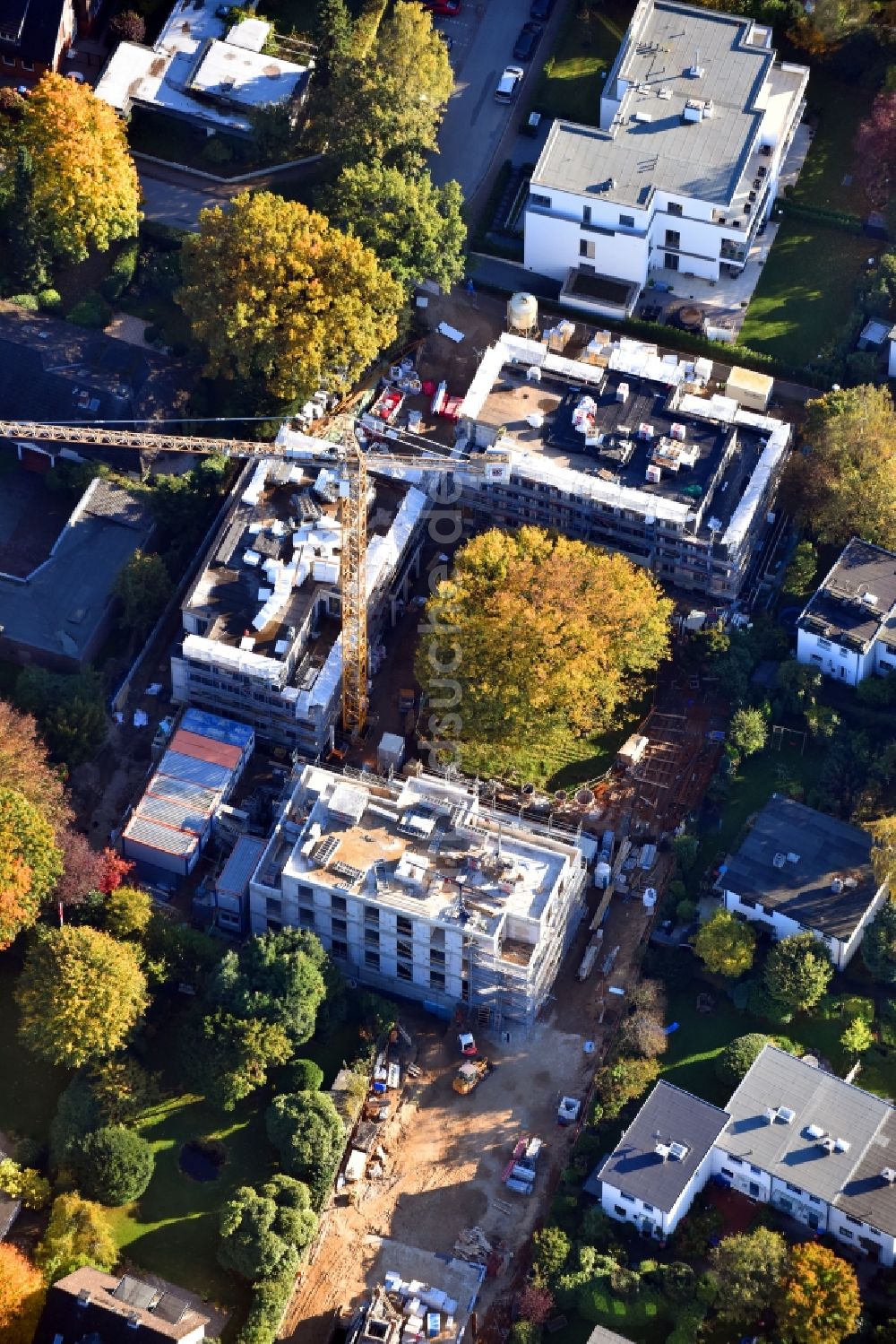 Luftaufnahme Hamburg - Baustelle zum Neubau einer Mehrfamilienhaus-Wohnanlage Trenknerweg im Ortsteil Altona in Hamburg, Deutschland