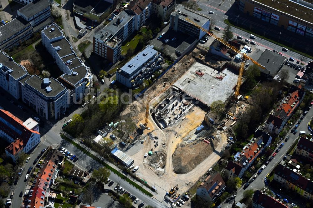 Nürnberg von oben - Baustelle zum Neubau einer Mehrfamilienhaus-Wohnanlage Äußere Bayreuther Straße - Merianstraße in Nürnberg im Bundesland Bayern, Deutschland