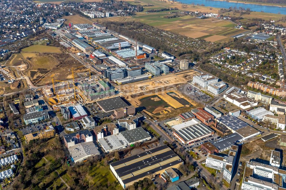 Luftbild Düsseldorf - Baustelle zum Neubau einer Mehrfamilienhaus-Wohnanlage Vierzig549 in Düsseldorf im Bundesland Nordrhein-Westfalen, Deutschland