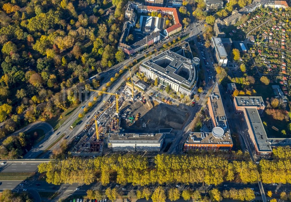 Dortmund aus der Vogelperspektive: Baustelle zum Neubau einer Mehrfamilienhaus-Wohnanlage der Vivawest Wohnen GmbH in Dortmund im Bundesland Nordrhein-Westfalen, Deutschland