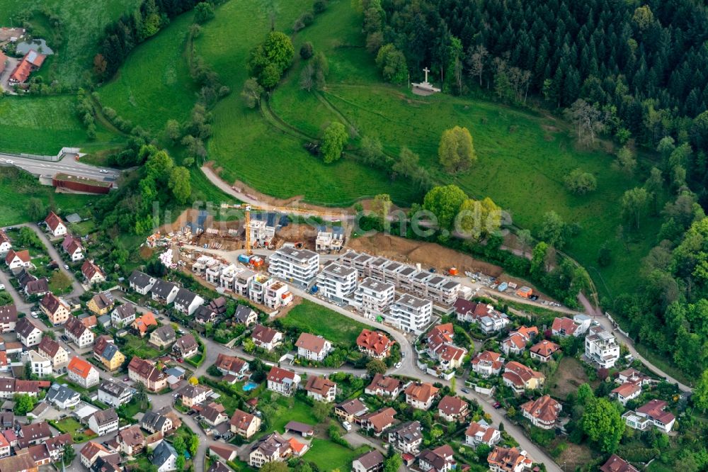 Luftaufnahme Waldkirch - Baustelle zum Neubau einer Mehrfamilienhaus-Wohnanlage in Waldkirch im Bundesland Baden-Württemberg, Deutschland