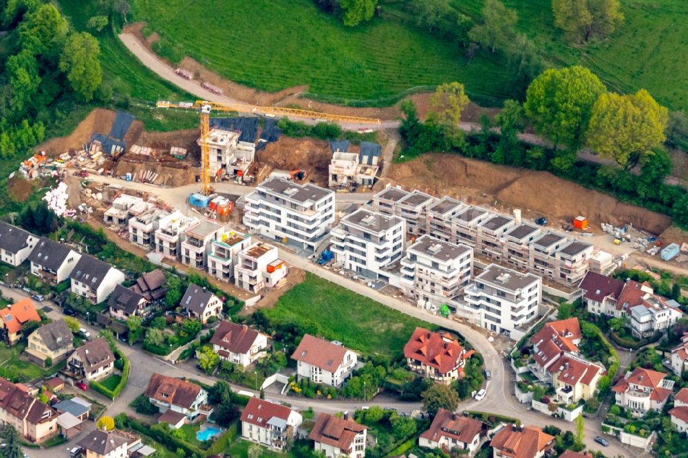 Luftbild Waldkirch - Baustelle zum Neubau einer Mehrfamilienhaus-Wohnanlage in Waldkirch im Bundesland Baden-Württemberg, Deutschland