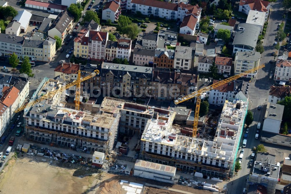 Luftbild Offenbach am Main - Baustelle zum Neubau einer Mehrfamilienhaus-Wohnanlage an der Waldstraße - Senefelderstraße - Gustav-Adolf-Straße in Offenbach am Main im Bundesland Hessen