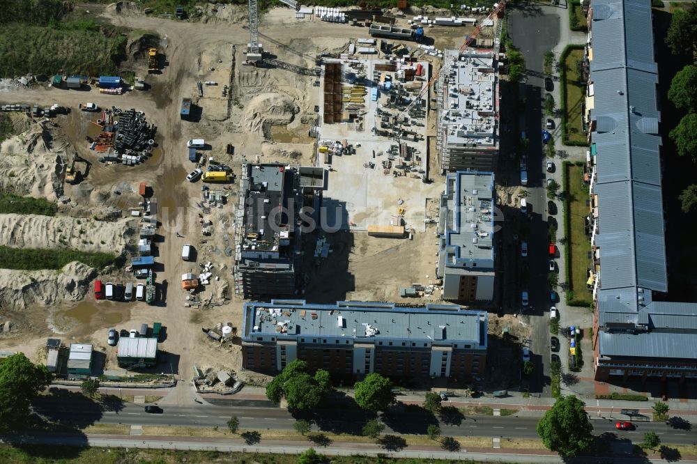 Berlin von oben - Baustelle zum Neubau einer Mehrfamilienhaus-Wohnanlage Weißenhöher Straße - Arno-Phillipstal-Straße der Bonava Deutschland GmbH im Stadtteil Kaulsdorf in Berlin