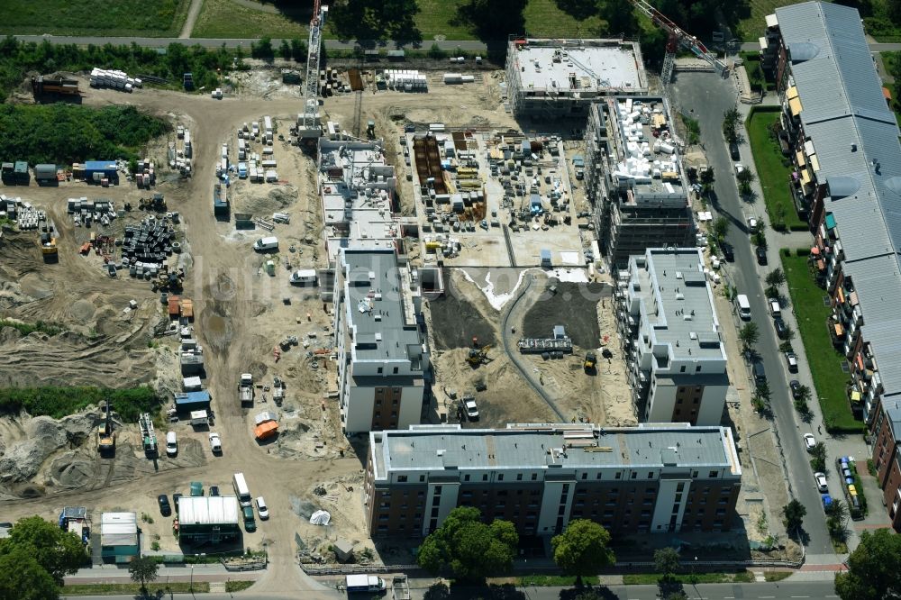 Berlin aus der Vogelperspektive: Baustelle zum Neubau einer Mehrfamilienhaus-Wohnanlage Weißenhöher Straße - Arno-Phillipstal-Straße der Bonava Deutschland GmbH im Stadtteil Kaulsdorf in Berlin