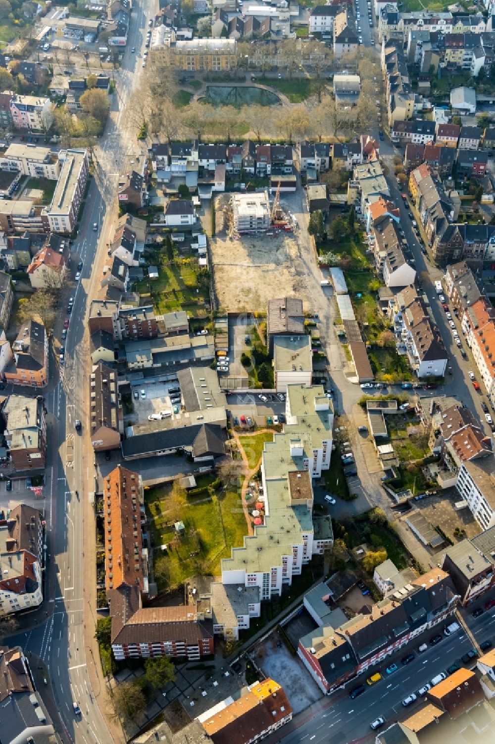 Luftaufnahme Hamm - Baustelle zum Neubau einer Mehrfamilienhaus-Wohnanlage der Westfälisch-Lippische Vermögensverwaltungsgesellschaft mbH in Hamm im Bundesland Nordrhein-Westfalen, Deutschland