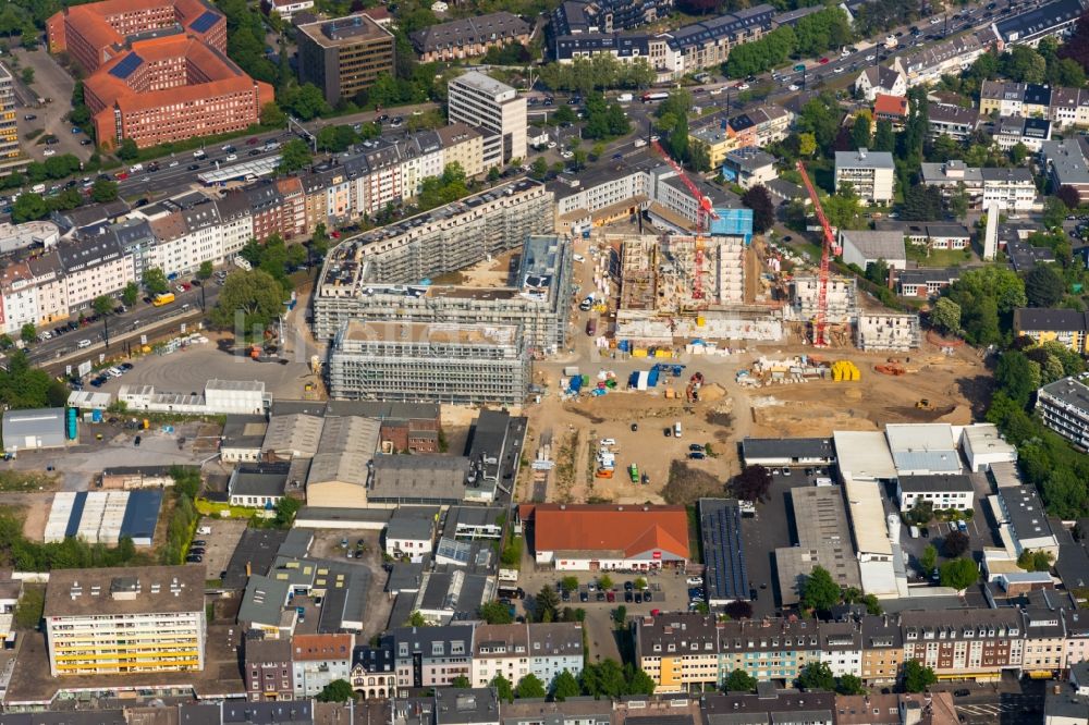 Düsseldorf aus der Vogelperspektive: Baustelle zum Neubau der Mehrfamilienhaus-Wohnanlage WILMA-Wohngebiet Freiraum im Ortsteil Bilk in Düsseldorf im Bundesland Nordrhein-Westfalen, Deutschland