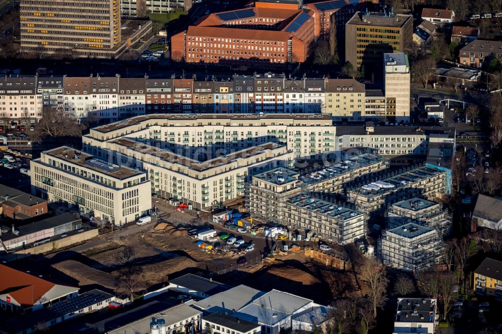 Düsseldorf von oben - Baustelle zum Neubau der Mehrfamilienhaus-Wohnanlage WILMA-Wohngebiet Freiraum im Ortsteil Bilk in Düsseldorf im Bundesland Nordrhein-Westfalen, Deutschland