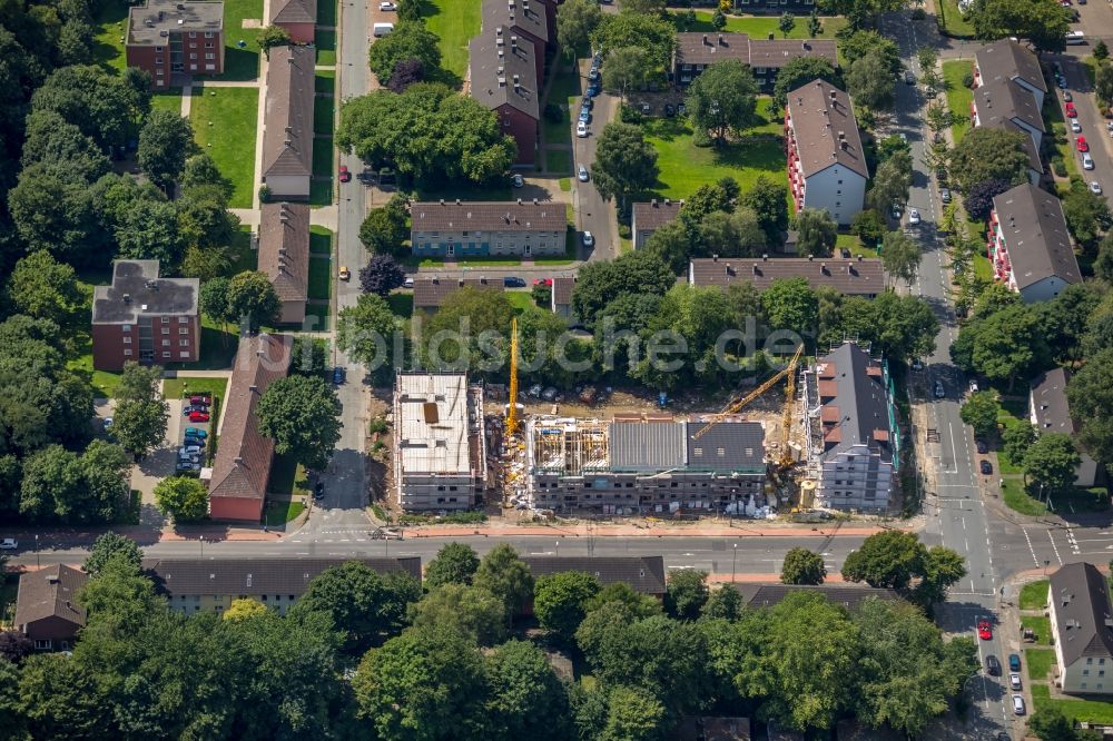 Luftbild Duisburg - Baustelle zum Neubau einer Mehrfamilienhaus-Wohnanlage der BZ Wohnbau KG in Duisburg im Bundesland Nordrhein-Westfalen, Deutschland