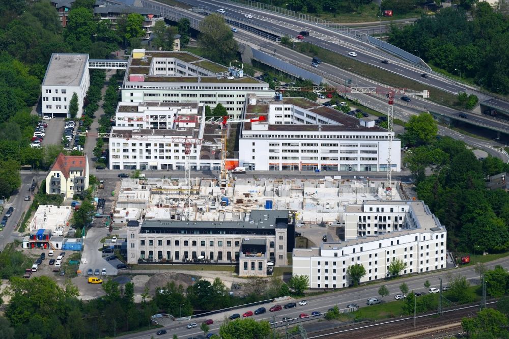 Potsdam von oben - Baustelle zum Neubau einer Mehrfamilienhaus-Wohnanlage der Wohnen an der Nuthe Vermögensverwaltungs GmbH in Potsdam im Bundesland Brandenburg, Deutschland