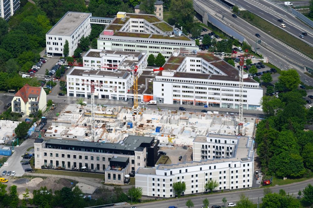 Luftbild Potsdam - Baustelle zum Neubau einer Mehrfamilienhaus-Wohnanlage der Wohnen an der Nuthe Vermögensverwaltungs GmbH in Potsdam im Bundesland Brandenburg, Deutschland