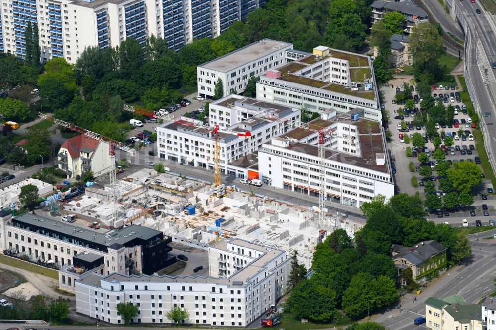 Luftaufnahme Potsdam - Baustelle zum Neubau einer Mehrfamilienhaus-Wohnanlage der Wohnen an der Nuthe Vermögensverwaltungs GmbH in Potsdam im Bundesland Brandenburg, Deutschland