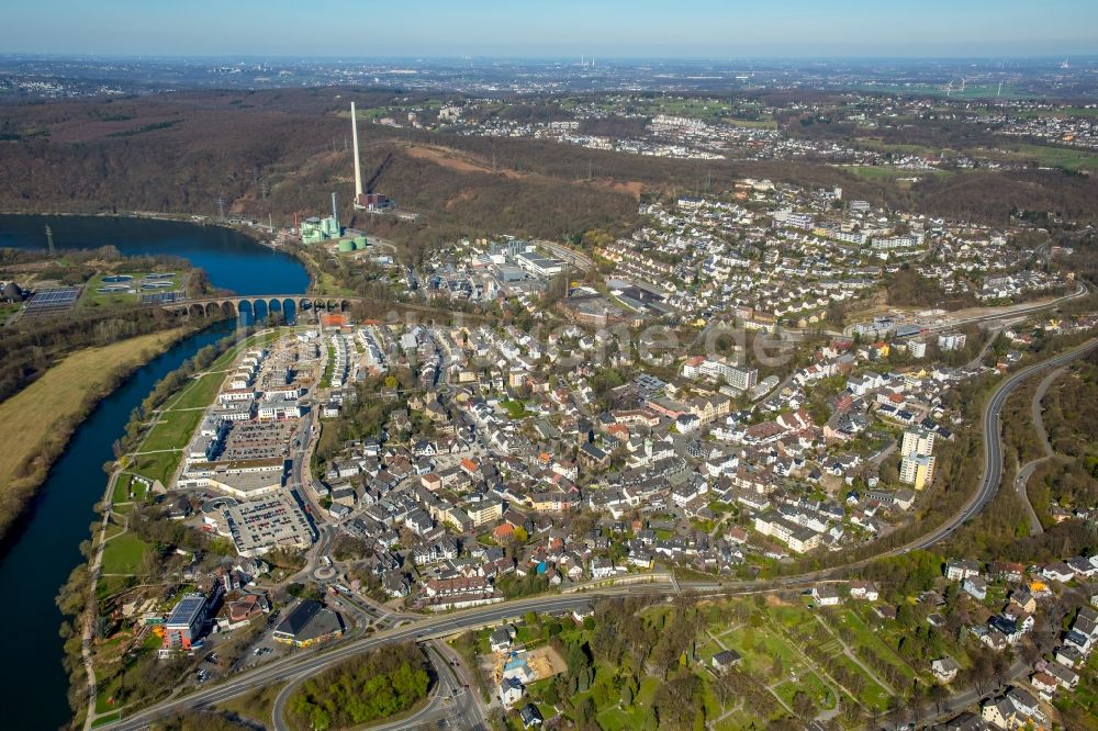 Luftaufnahme Herdecke - Baustelle zum Neubau einer Mehrfamilienhaus-Wohnanlage im Wohngebiet Ufer-Viertel ehemals Westfalia- Gelände im Ortsteil Westende in Herdecke im Bundesland Nordrhein-Westfalen