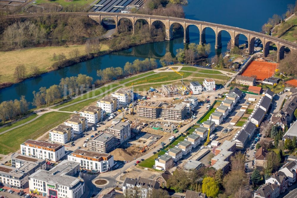 Luftbild Herdecke - Baustelle zum Neubau einer Mehrfamilienhaus-Wohnanlage im Wohngebiet Ufer-Viertel ehemals Westfalia- Gelände im Ortsteil Westende in Herdecke im Bundesland Nordrhein-Westfalen