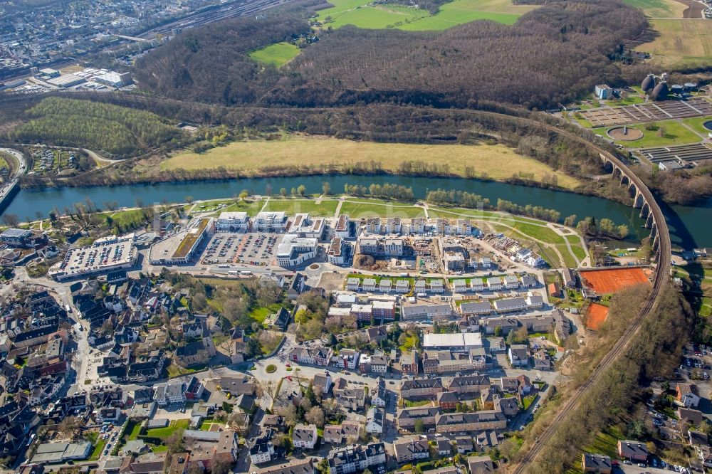 Luftbild Herdecke - Baustelle zum Neubau einer Mehrfamilienhaus-Wohnanlage im Wohngebiet Ufer-Viertel ehemals Westfalia- Gelände im Ortsteil Westende in Herdecke im Bundesland Nordrhein-Westfalen