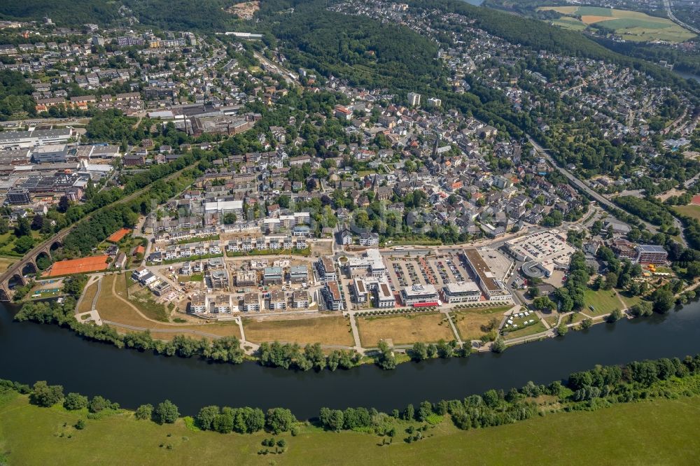 Luftaufnahme Herdecke - Baustelle zum Neubau einer Mehrfamilienhaus-Wohnanlage im Wohngebiet Ufer-Viertel ehemals Westfalia- Gelände im Ortsteil Westende in Herdecke im Bundesland Nordrhein-Westfalen