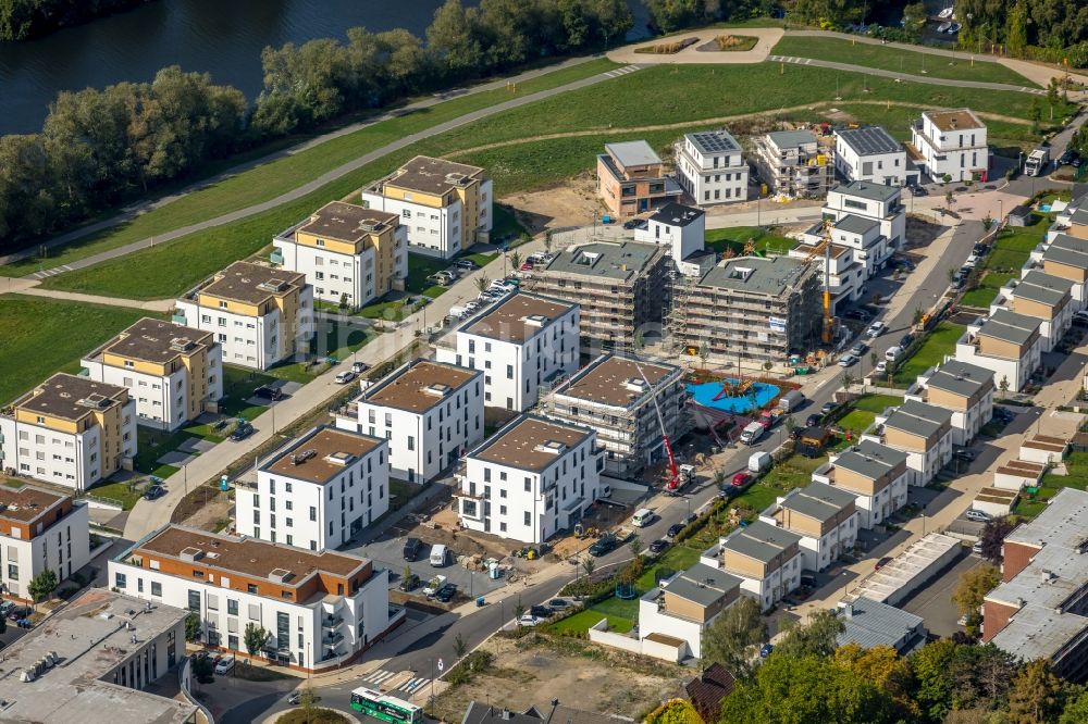 Luftbild Herdecke - Baustelle zum Neubau einer Mehrfamilienhaus-Wohnanlage im Wohngebiet Ufer-Viertel ehemals Westfalia- Gelände im Ortsteil Westende in Herdecke im Bundesland Nordrhein-Westfalen