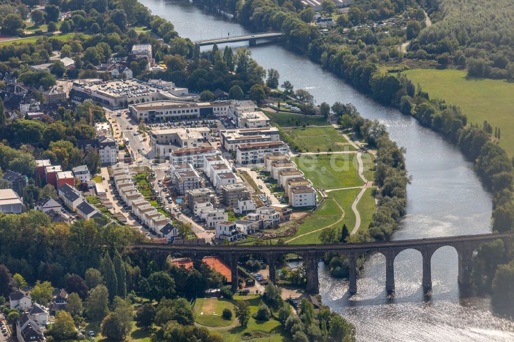 Luftbild Herdecke - Baustelle zum Neubau einer Mehrfamilienhaus-Wohnanlage im Wohngebiet Ufer-Viertel ehemals Westfalia- Gelände im Ortsteil Westende in Herdecke im Bundesland Nordrhein-Westfalen