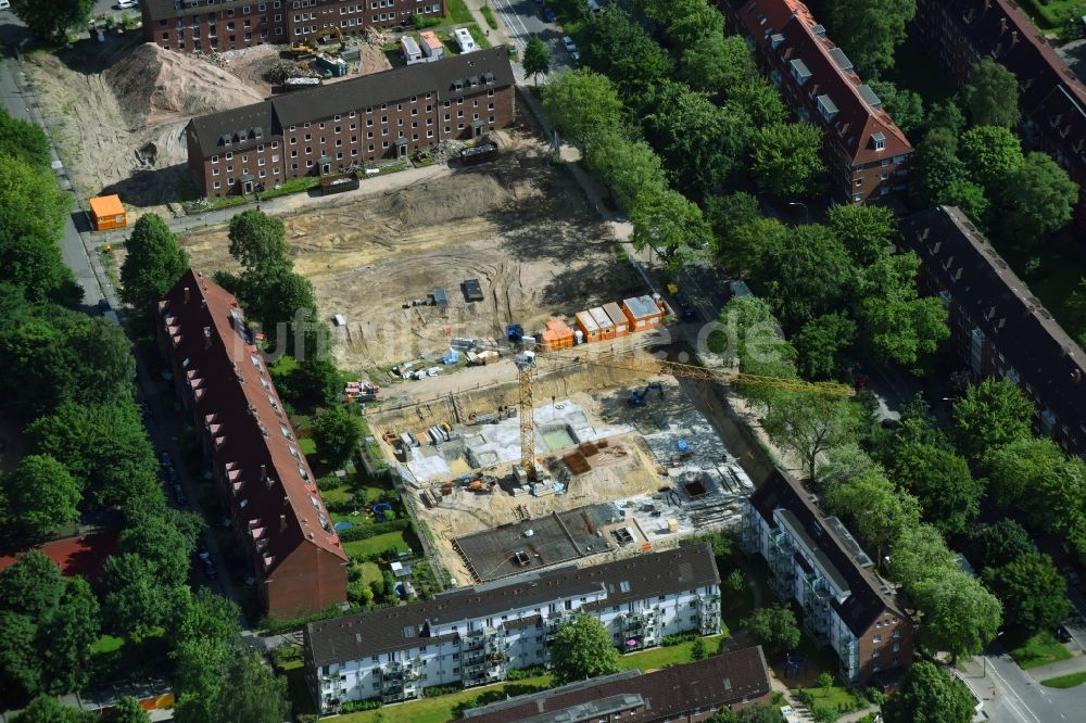 Luftaufnahme Hamburg - Baustelle zum Neubau einer Mehrfamilienhaus-Wohnanlage Wohnhöfe Washingtonallee in Hamburg, Deutschland