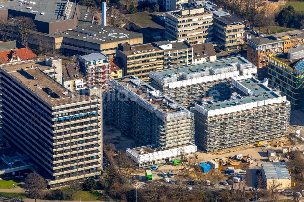 Luftaufnahme Düsseldorf - Baustelle zum Neubau einer Mehrfamilienhaus-Wohnanlage Wohnpark La Vie – Schwannstraße zwischen Kennedydamm und Schwannstraße in Düsseldorf im Bundesland Nordrhein-Westfalen, Deutschland