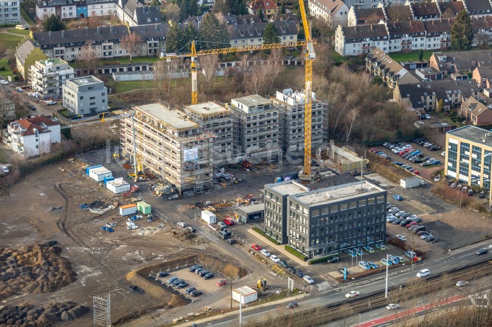 Luftaufnahme Bochum - Baustelle zum Neubau einer Mehrfamilienhaus-Wohnanlage Wohnquartier Seven Stones in Bochum im Bundesland Nordrhein-Westfalen, Deutschland