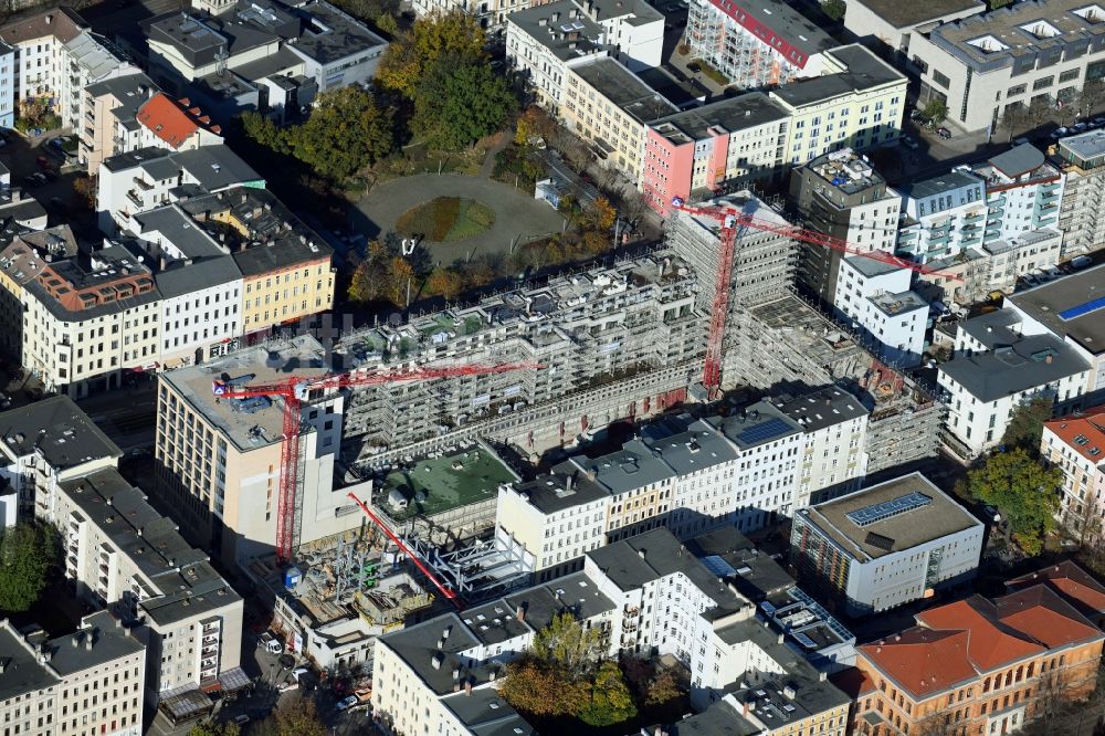 Luftbild Magdeburg - Baustelle zum Neubau einer Mehrfamilienhaus-Wohnanlage im Zentrum in Magdeburg im Bundesland Sachsen-Anhalt, Deutschland