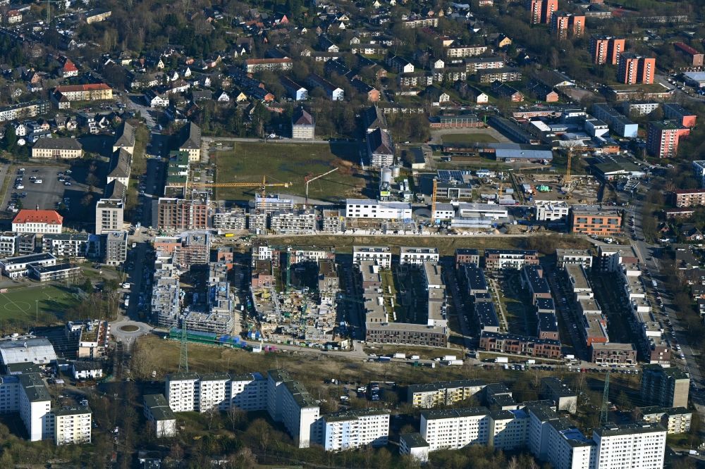 Hamburg von oben - Baustelle zum Neubau einer Mehrfamilienhaus-Wohnanlage Zur Jenfelder Au in Hamburg, Deutschland