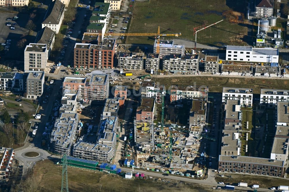 Luftbild Hamburg - Baustelle zum Neubau einer Mehrfamilienhaus-Wohnanlage Zur Jenfelder Au in Hamburg, Deutschland