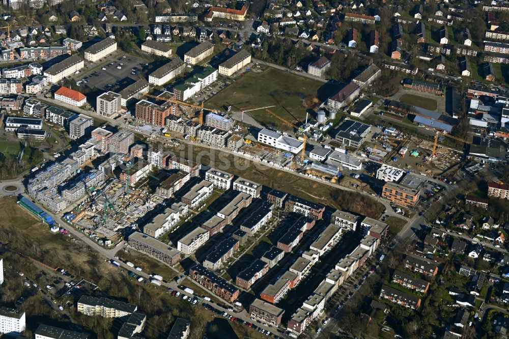 Hamburg aus der Vogelperspektive: Baustelle zum Neubau einer Mehrfamilienhaus-Wohnanlage Zur Jenfelder Au in Hamburg, Deutschland