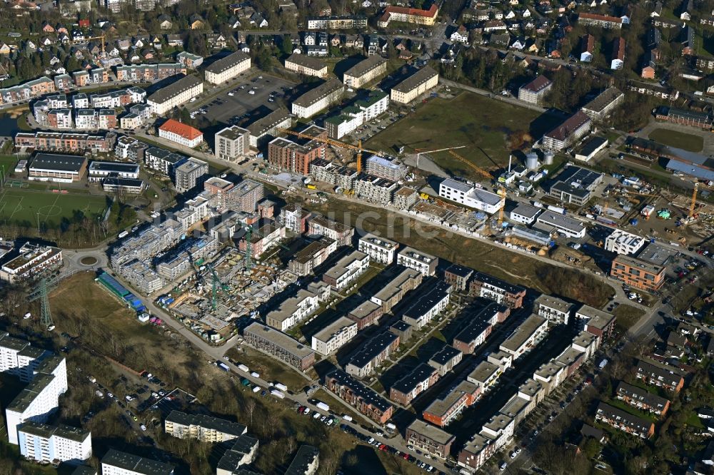 Luftbild Hamburg - Baustelle zum Neubau einer Mehrfamilienhaus-Wohnanlage Zur Jenfelder Au in Hamburg, Deutschland