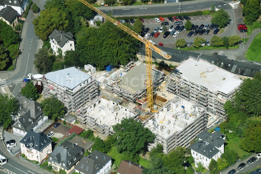 Wetzlar aus der Vogelperspektive: Baustelle zum Neubau einer Mehrfamilienhaus-Wohnanlage zwischen Nauborner Straße, Franziskanerstraße und Geiersberg in Wetzlar im Bundesland Hessen, Deutschland