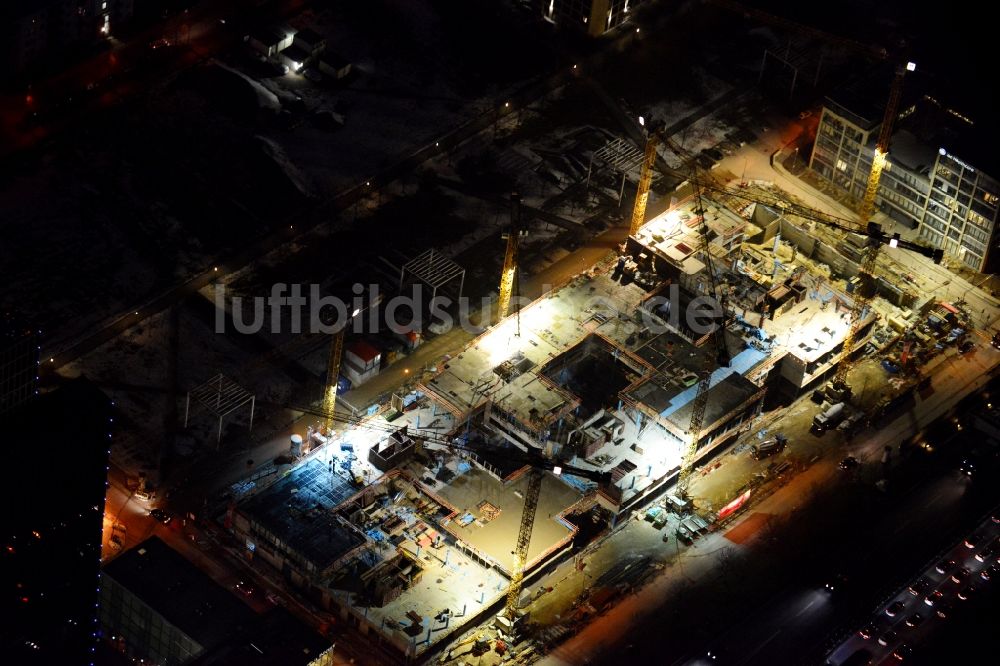 Luftbild München - Baustelle zum Neubau einer Mehrfamilienhaus-Wohnanlageam Schwabinger Tor entlang der Leopoldstraße in München im Bundesland Bayern