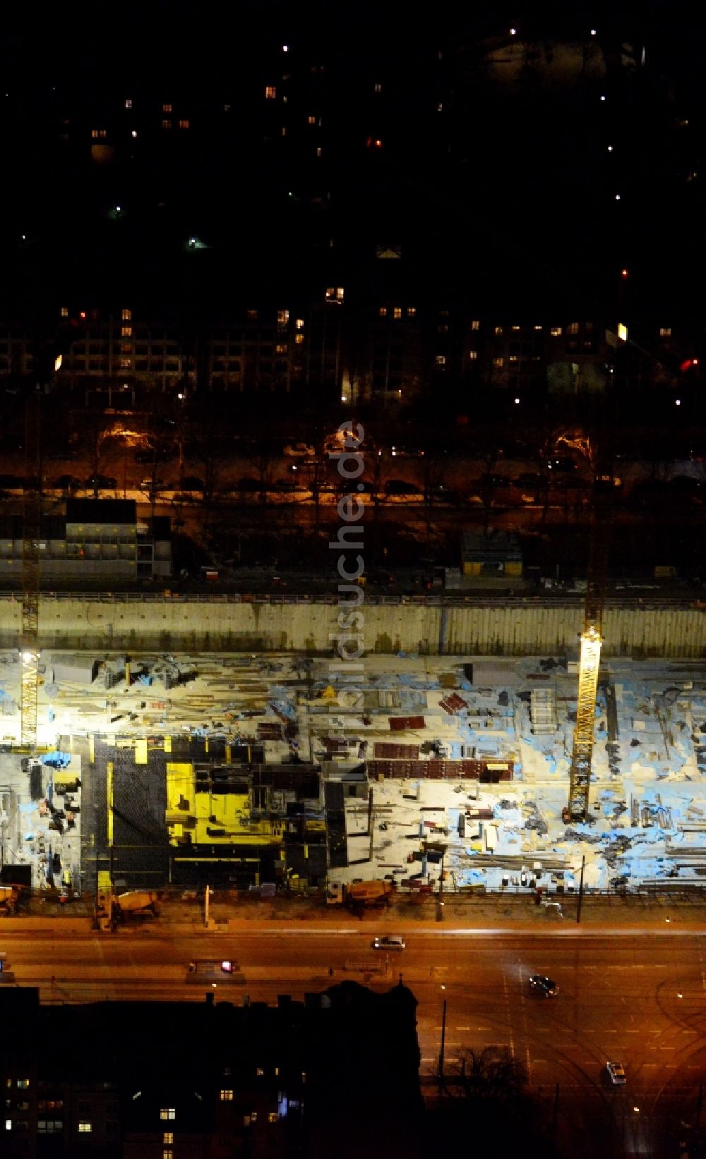 Luftbild München - Baustelle zum Neubau einer Mehrfamilienhaus-Wohnanlageam Schwabinger Tor entlang der Leopoldstraße in München im Bundesland Bayern