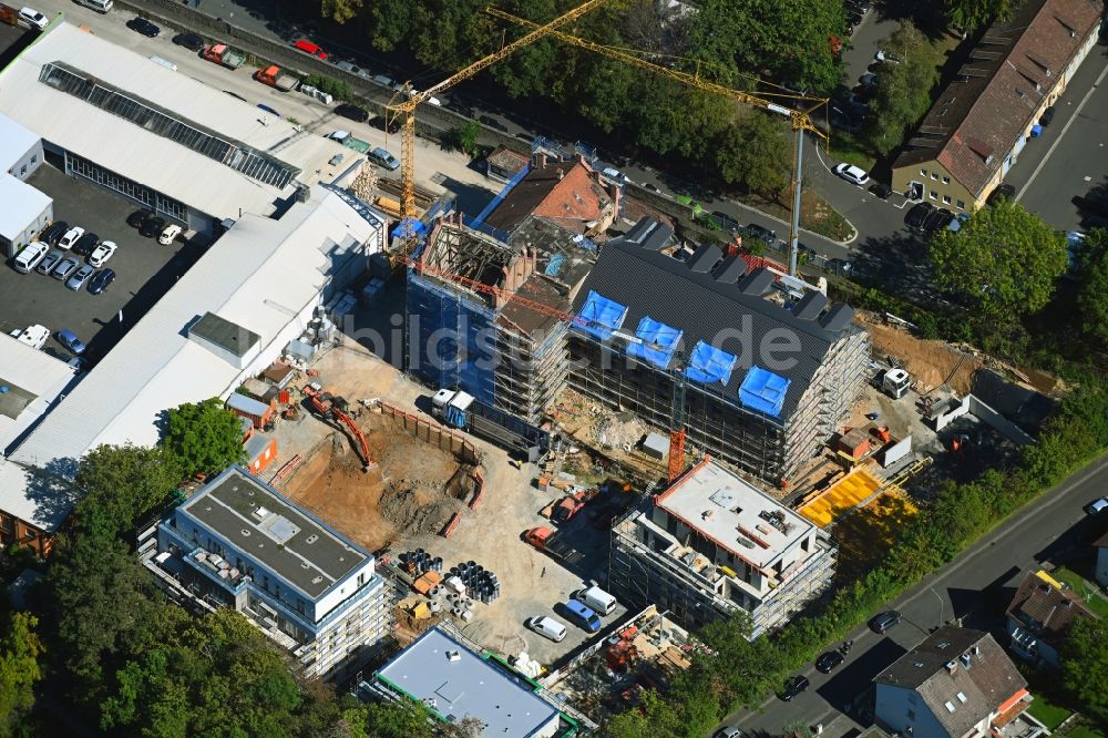 Würzburg von oben - Baustelle zum Neubau einer Mehrfamilienhaus-Wohnhauses am Bohlleitenweg im Ortsteil Zellerau in Würzburg im Bundesland Bayern, Deutschland