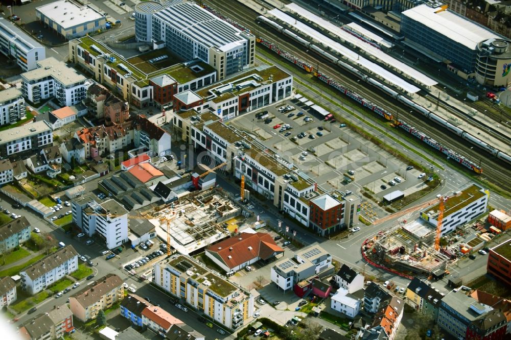 Luftaufnahme Aschaffenburg - Baustelle zum Neubau einer Mehrfamilienhaus-Wohnhauses Lange Straße in Aschaffenburg im Bundesland Bayern, Deutschland