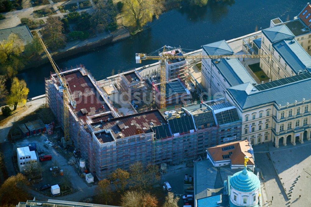 Potsdam von oben - Baustelle zum Neubau einer Mehrfamilienhaussiedlung im Ortsteil Innenstadt in Potsdam im Bundesland Brandenburg, Deutschland