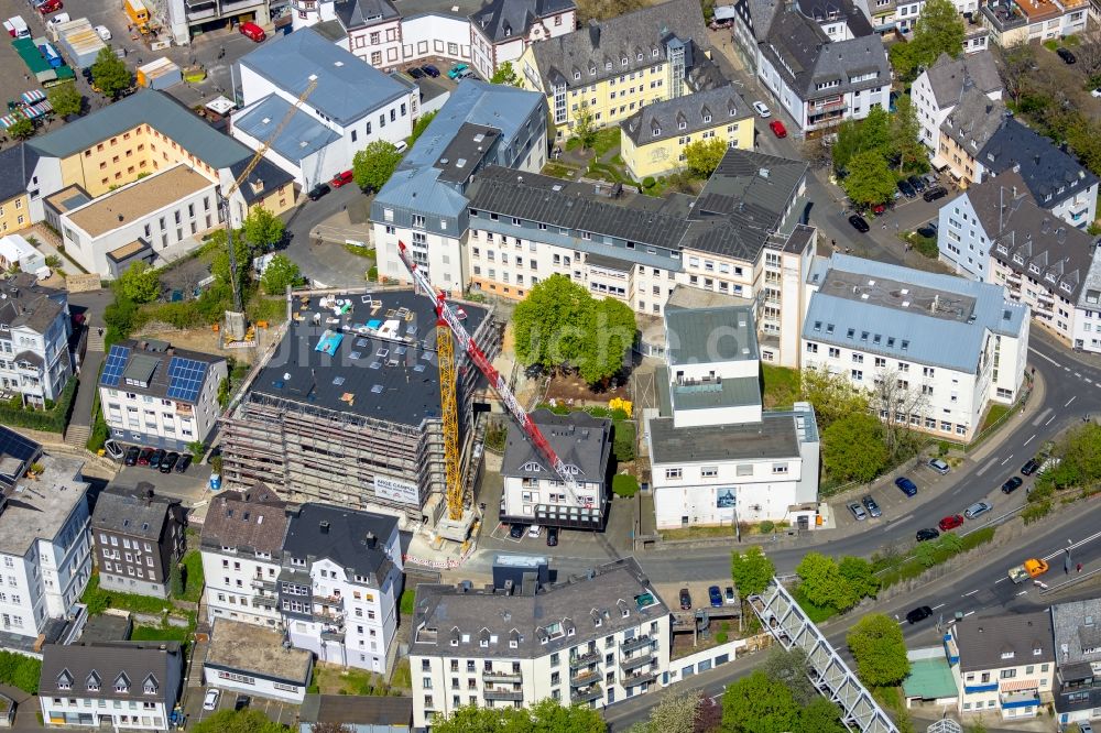 Luftaufnahme Siegen - Baustelle zum Neubau einer Mensa der Universität Siegen am Obergraben in Siegen im Bundesland Nordrhein-Westfalen, Deutschland