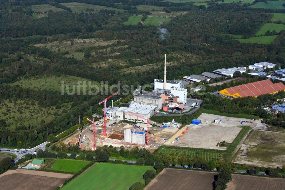 Stapelfeld von oben - Baustelle zum Neubau der Müllverbrennungsanlage mit Klärschlammverbrennung in Stapelfeld im Bundesland Schleswig-Holstein, Deutschland