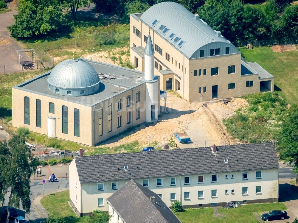 Luftaufnahme Möllen - Baustelle zum Neubau der Moschee in Möllen im Bundesland Nordrhein-Westfalen - NRW, Deutschland