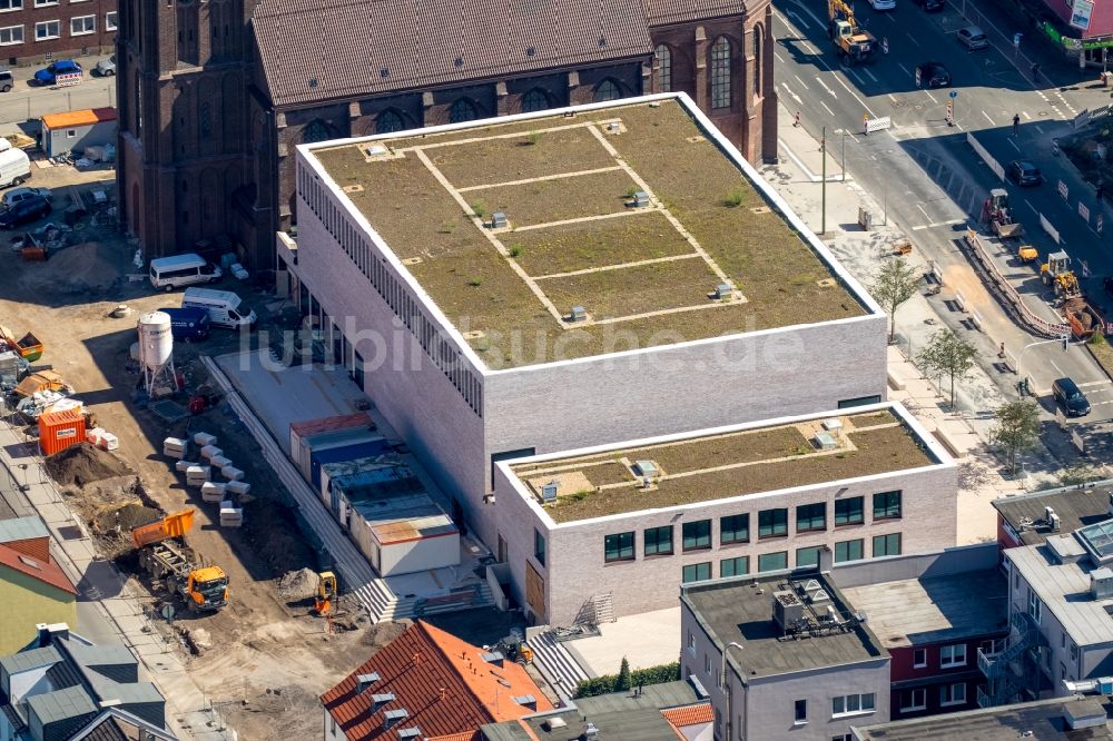 Luftaufnahme Bochum - Baustelle zum Neubau des Musikzentrums Bochum an der Marienkirche in Bochum im Bundesland Nordrhein-Westfalen