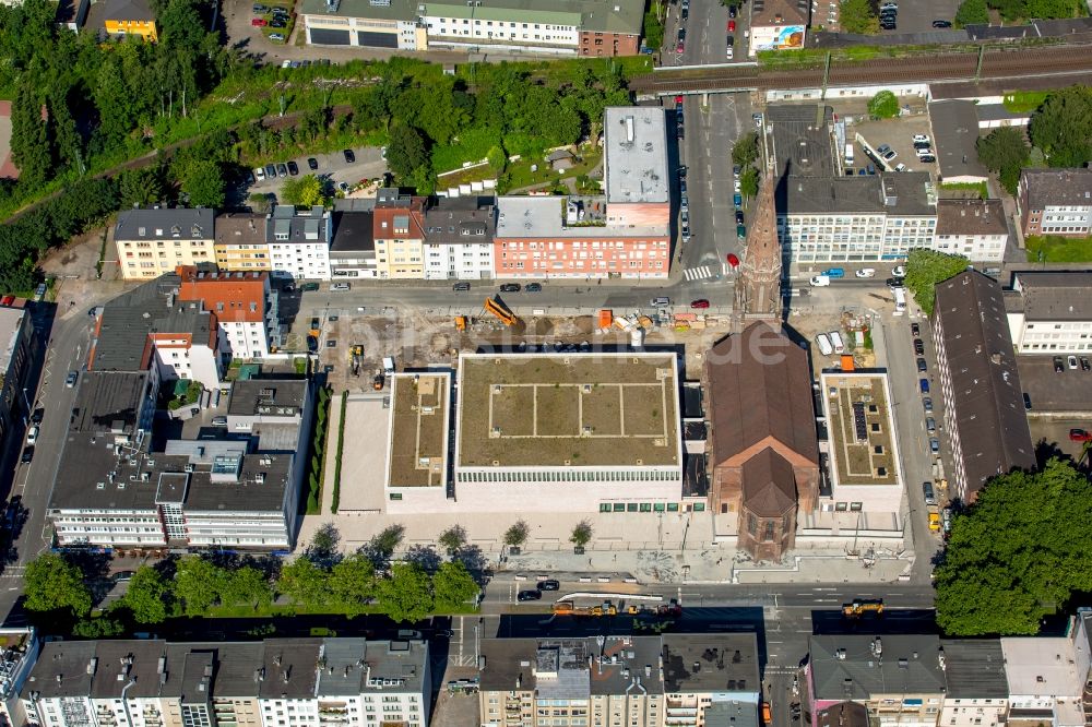 Bochum aus der Vogelperspektive: Baustelle zum Neubau des Musikzentrums Bochum an der Marienkirche in Bochum im Bundesland Nordrhein-Westfalen