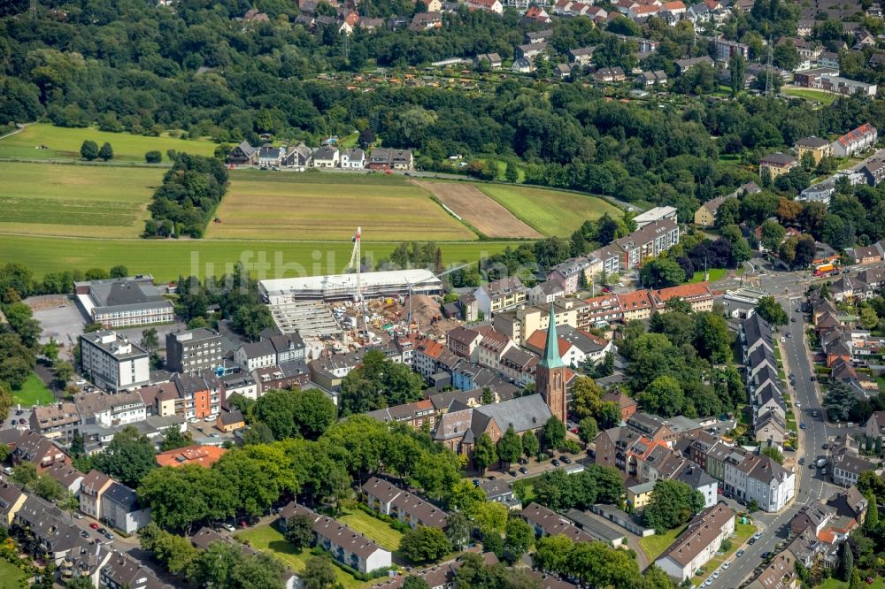 Essen von oben - Baustelle zum Neubau eines Nahversorgungszentrums entlang der Frintroper Straße in Essen im Bundesland Nordrhein-Westfalen - NRW, Deutschland