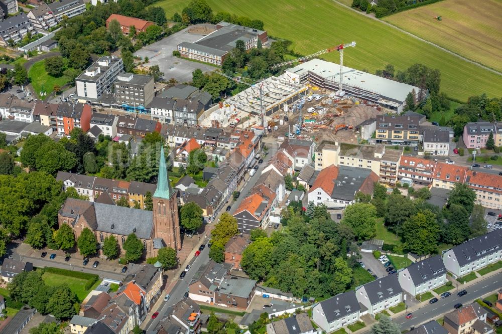 Luftbild Essen - Baustelle zum Neubau eines Nahversorgungszentrums entlang der Frintroper Straße in Essen im Bundesland Nordrhein-Westfalen - NRW, Deutschland