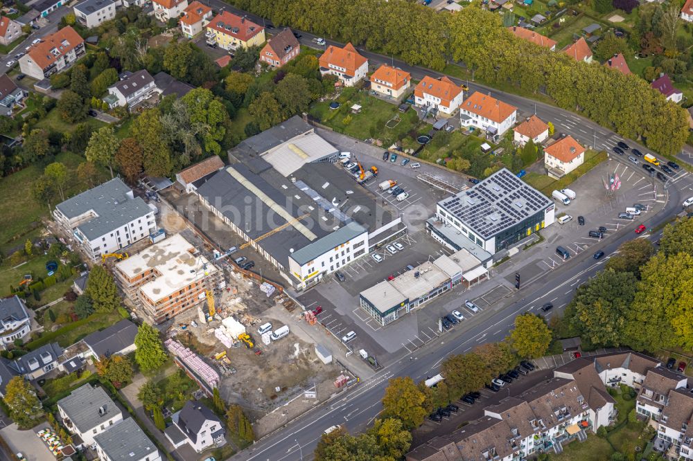 Luftbild Soest - Baustelle zum Neubau neben dem Bürogebäude des ehemaligen Opel-Haus der Dogstyler Soest GmbH an der Werler Landstraße in Soest im Bundesland Nordrhein-Westfalen, Deutschland