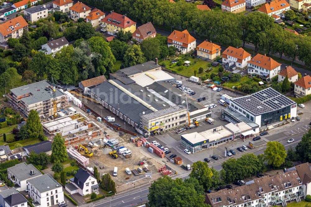 Luftbild Soest - Baustelle zum Neubau neben dem Bürogebäude des ehemaligen Opel-Haus der Dogstyler Soest GmbH an der Werler Landstraße in Soest im Bundesland Nordrhein-Westfalen, Deutschland