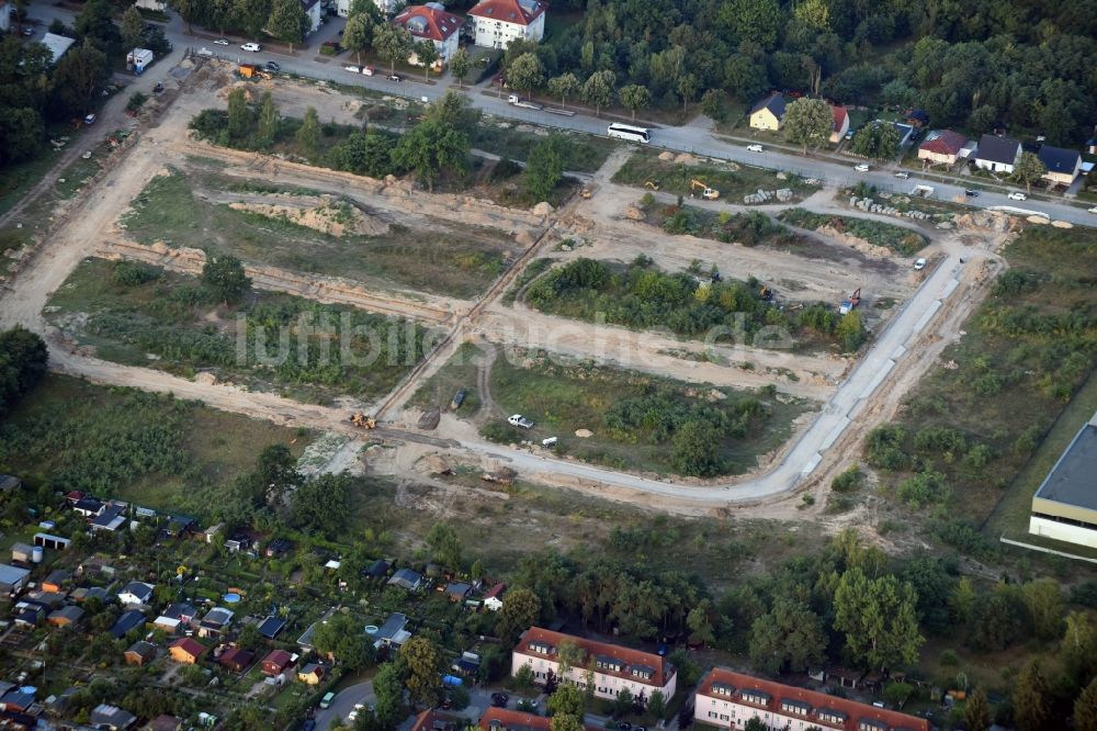 Luftbild Stahnsdorf - Baustelle zum Neubau eines neuen Wohngebietes an der Heinrich-Zille-Straße in Stahnsdorf im Bundesland Brandenburg