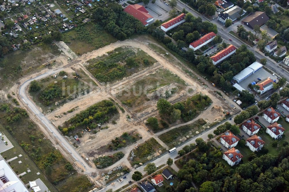 Luftbild Stahnsdorf - Baustelle zum Neubau eines neuen Wohngebietes an der Heinrich-Zille-Straße in Stahnsdorf im Bundesland Brandenburg