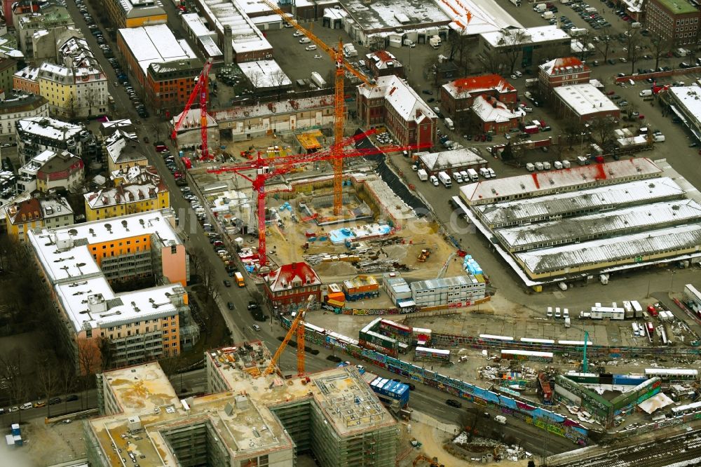 München von oben - Baustelle zum Neubau des neues Volkstheater in München im Bundesland Bayern, Deutschland